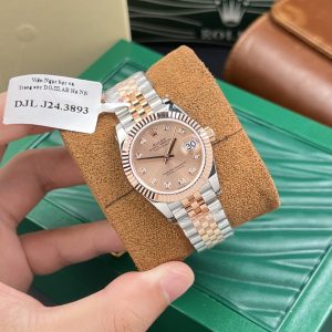 Rolex Chế Tác DateJust Bọc Vàng Hồng 18K Nữ Mặt Màu Hồng GM Factory 31mm (2)