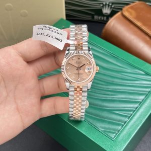 Rolex Chế Tác DateJust Bọc Vàng Hồng 18K Nữ Mặt Màu Hồng GM Factory 31mm (2)