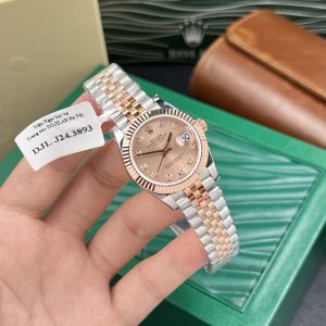 Rolex Chế Tác DateJust Bọc Vàng Hồng 18K Nữ Mặt Màu Hồng GM Factory 31mm (2)
