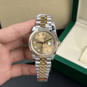 Rolex Chế Tác Datejust Bọc Vàng Thật 18K Nam Mặt Vàng Champagne GM Factory 41mm (2)
