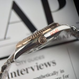 Rolex Rep 11 DateJust Nam Mặt Chocolate Bọc Vàng Hồng 18K GM Factory 41mm (2)