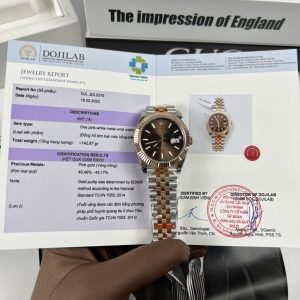 Rolex Rep 11 DateJust Nam Mặt Chocolate Bọc Vàng Hồng 18K GM Factory 41mm (2)