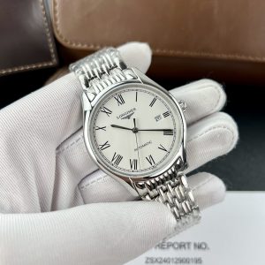 Đồng Hồ Longines Master Replica Cao Cấp Mặt Số Trắng Dây Thép 38 (2)