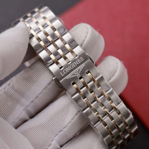 Đồng Hồ Longines Record Nam Dây Kim Loại Demi Mặt Số Đen 40mm (3)