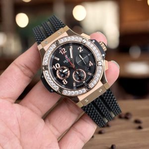 Đồng Hồ Hublot Chế Tác Big Bang Chronograph King Gold Màu Đen Dây Cao Su 44mm (3)