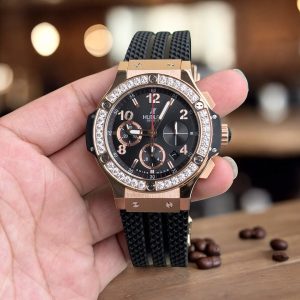Đồng Hồ Hublot Chế Tác Big Bang Chronograph King Gold Màu Đen Dây Cao Su 44mm (3)