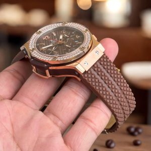 Đồng Hồ Hublot Chế Tác Big Bang Chronograph King Gold Màu Nâu Đính Đá 44mm (6)