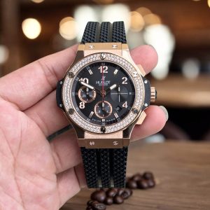 Đồng Hồ Hublot Chế Tác Big Bang Chronograph King Gold Viền Đính Đá 44mm (5)