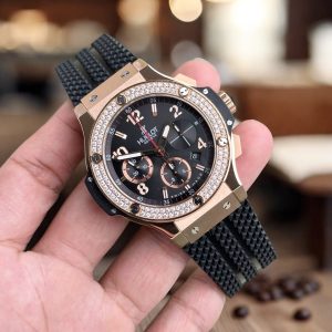 Đồng Hồ Hublot Chế Tác Big Bang Chronograph King Gold Viền Đính Đá 44mm (5)