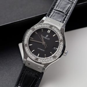 Đồng Hồ Hublot Classic Fusion Đính Kim Cương Moissanite Màu Đen Nhà Máy HB 42mm (9)