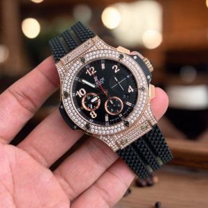 Đồng Hồ Hublot Nam Đính Đá Big Bang Chronograph Diamonds Pave Fake Cao Cấp 44mm (4)
