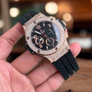 Đồng Hồ Hublot Nam Đính Đá Big Bang Chronograph Diamonds Pave Fake Cao Cấp 44mm (4)