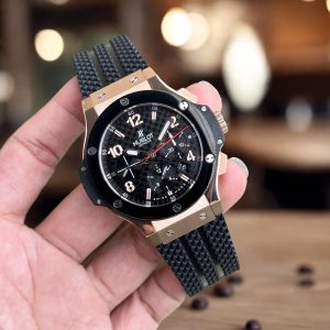 Đồng Hồ Hublot Nam Rep 11 Big Bang Chronograph King Gold Viền Gốm Đen 44mm (4)