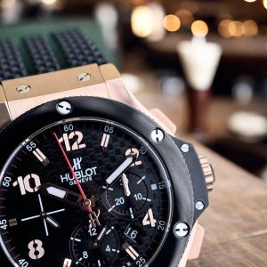 Đồng Hồ Hublot Nam Rep 11 Big Bang Chronograph King Gold Viền Gốm Đen 44mm (4)