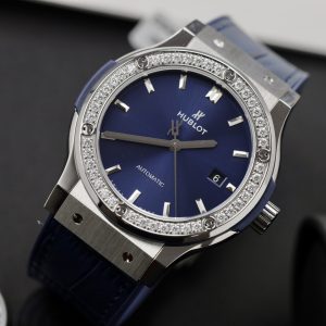 Đồng Hồ Hublot Nam Rep 11 Đính Kim Cương Moissanite Màu Xanh Blue Nhà Máy APS 42mm (9)
