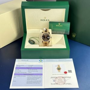 Đồng Hồ Rolex Chế Tác Bọc Vàng 18K Day-Date 228235 Mặt Nâu 178 Gram GM Factory 40mm (9)