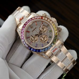 Đồng Hồ Rolex Daytona Rainbow Chế Tác Full Đá CZ Replica Cao Cấp Nam 40mm (1)