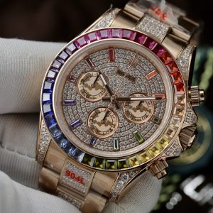 Đồng Hồ Rolex Daytona Rainbow Chế Tác Full Đá CZ Replica Cao Cấp Nam 40mm (1)