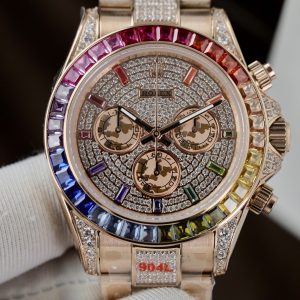 Đồng Hồ Rolex Daytona Rainbow Chế Tác Full Đá CZ Replica Cao Cấp Nam 40mm (1)