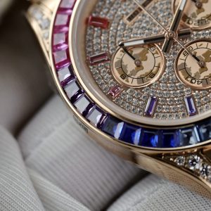 Đồng Hồ Rolex Daytona Rainbow Chế Tác Full Đá CZ Replica Cao Cấp Nam 40mm (1)