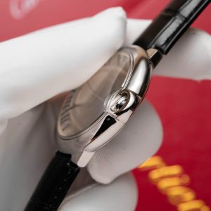 Cartier Ballon Bleu Replica Cao Cấp Nam Mặt Trắng Dây Da 42mm (2)