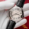 Cartier Ballon Bleu Replica Cao Cấp Nam Mặt Trắng Dây Da 42mm (2)