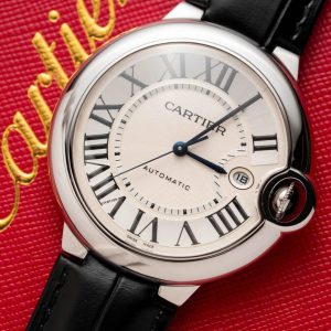 Cartier Ballon Bleu Replica Cao Cấp Nam Mặt Trắng Dây Da 42mm (2)