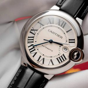 Cartier Ballon Bleu Replica Cao Cấp Nam Mặt Trắng Dây Da 42mm (2)