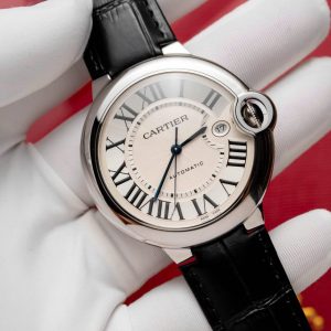 Cartier Ballon Bleu Replica Cao Cấp Nam Mặt Trắng Dây Da 42mm (2)