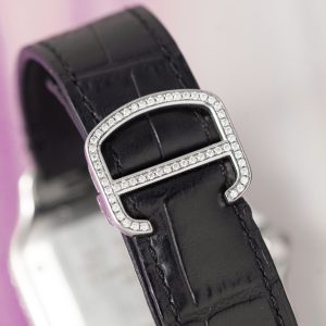 Cartier Santos Đính Kim Cương Moissanite Hong Kong Rep 11 Nam Dây Da 39 (2)