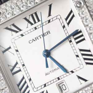 Cartier Santos Đính Kim Cương Moissanite Hong Kong Rep 11 Nam Dây Da 39 (2)