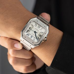 Cartier Santos Rep 11 Cao Cấp Niềng Đính Kim Cương Moissanite Mặt Trắng BV Factory 39 (1)