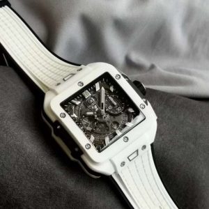 Đồng Hồ Hublot Chế Tác Gốm Trắng Square Bang Unico Chronograph Nhà Máy BBF 42mm (8)