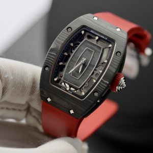 Đồng Hồ Richard Mille Rep 1:1 RM07 Carbon Đen Dây Cao Su Màu Đỏ 36mm (1)