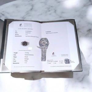 Rolex Chết Tác DateJust Mặt Trắng Full Diamond Moissanite Hong Kong 41mm