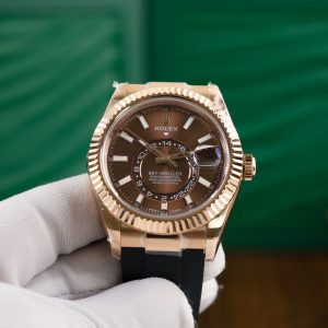Đồng Hồ Rolex Replica Cao Cấp Sky Dweller Mặt Chocolate Dây Cao Su 42mm (10)