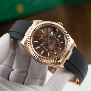 Đồng Hồ Rolex Replica Cao Cấp Sky Dweller Mặt Chocolate Dây Cao Su 42mm (10)