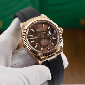Đồng Hồ Rolex Replica Cao Cấp Sky Dweller Mặt Chocolate Dây Cao Su 42mm (10)