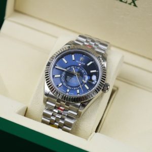Đồng Hồ Rolex Replica Cao Cấp Sky Dweller Mặt Xanh Dương Dây Jubilee 42mm (2)