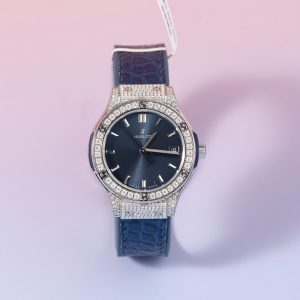 Hublot Classic Fusion Rep 11 Nữ Đính Full Kim Cương Moissanite Màu Xanh Blue 33mm (2)