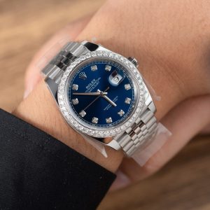Rolex DateJust Chế Tác Mặt Xanh Blue Niềng Độ Kim Cương Moissanite Nhà Máy Clean 41mm (2)