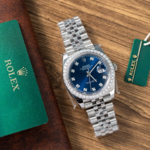 Rolex DateJust Chế Tác Mặt Xanh Blue Niềng Độ Kim Cương Moissanite Nhà Máy Clean 41mm (2)