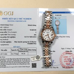Rolex DateJust Replica 11 Cao Cấp Nữ Mặt Khảm Xà Cừ Bọc Vàng Thật 31mm (2)