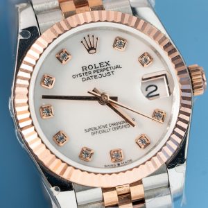 Rolex DateJust Replica 11 Cao Cấp Nữ Mặt Khảm Xà Cừ Bọc Vàng Thật 31mm (2)