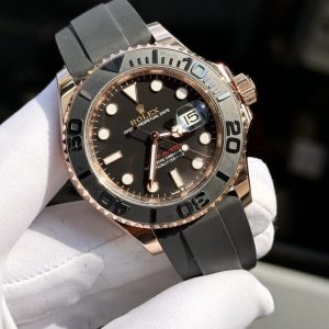 Đồng Hồ Rolex Yacht-Master Replica 11 Bọc Vàng Thật Mặt Đen 40mm (2)