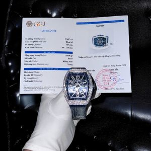 Franck Muller V45 Replica 11 Cao Cấp Màu Xanh Dương Đính Full Kim Cương Moissanite 45mm (2)
