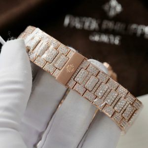 Patek Philippe Nautilus 5711 Chế Tác Bọc Vàng Thật + Đính Full Kim Cương Moissanite Hong Kong 40mm (2)