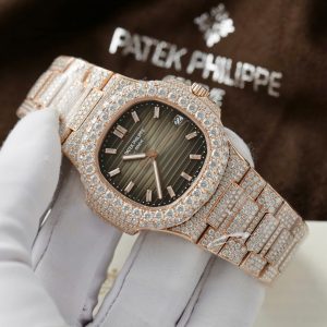 Patek Philippe Nautilus 5711 Chế Tác Bọc Vàng Thật + Đính Full Kim Cương Moissanite Hong Kong 40mm (2)