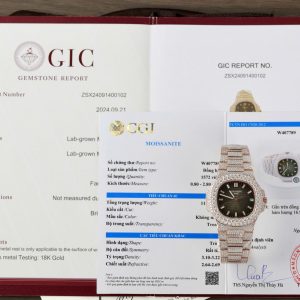 Patek Philippe Nautilus 5711 Chế Tác Bọc Vàng Thật + Đính Full Kim Cương Moissanite Hong Kong 40mm (2)