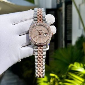 Rolex DateJust Chế Tác Bọc Vàng Đính Full Kim Cương Moissanite 41mm (2)